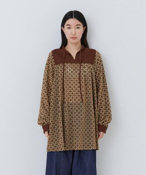 conges payes ADIEU TRISTESSE(コンジェ ペイエ アデュートリステス)の「モールレース刺繍チュニック(チュニック・レディース・ブラウン/ブラック・38)」の8枚目の写真