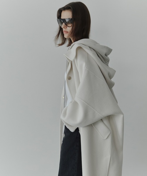 LE CIEL BLEU フード付きダブルフェイスコート 36 フードダブルフェイスコート / Hooded Double-Face Coat（その他