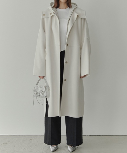 LE CIEL BLEU（ルシェルブルー）の「フードダブルフェイスコート / Hooded Double-Face Coat（その他アウター・レディース・ブラック/ライトブルー/ホワイト/ブラウン/グレー・36）」の10枚目の写真