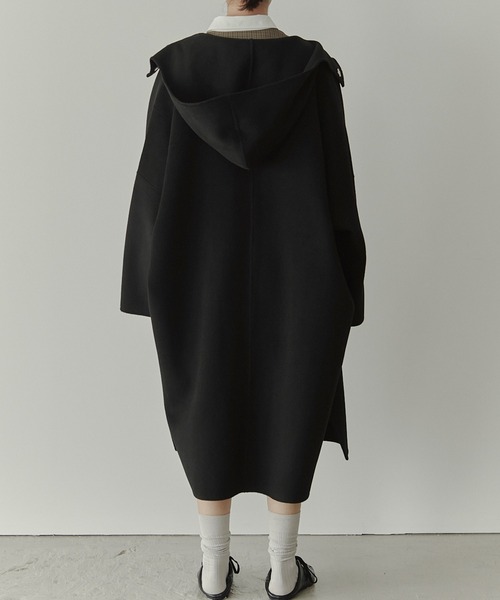 ルシェルブルー　ウール100%フードコート ルシェルブルー ウール100%フードコート