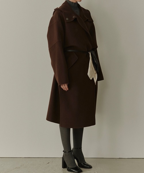 LE CIEL BLEU フード付きダブルフェイスコート 36 フードダブルフェイスコート / Hooded Double-Face Coat（その他