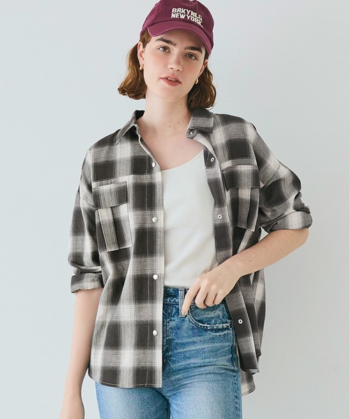 セール】チェック柄スナップボタンシャツ（シャツ/ブラウス）｜coca