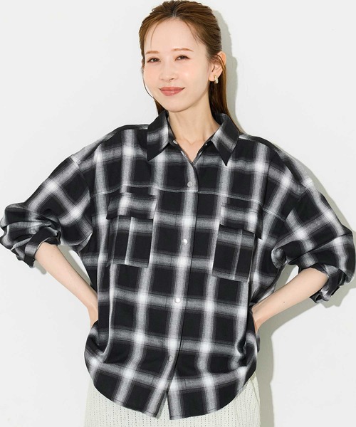 coca(coca)(コカ)の「チェック柄スナップボタンシャツ(シャツ/ブラウス・レディース・C/D/A/B/G/H/E/F・S/L/M)」の6枚目の写真