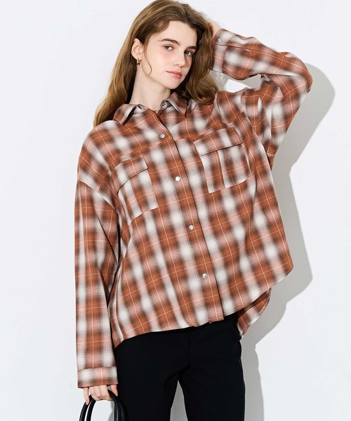 coca(coca)(コカ)の「チェック柄スナップボタンシャツ(シャツ/ブラウス・レディース・C/D/A/B/G/H/E/F・S/L/M)」の7枚目の写真
