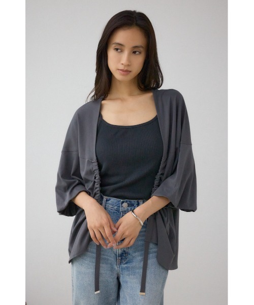 AZUL by moussy(アズールバイマウジー)の「ドロストトッパーカーディガン(カーディガン/ボレロ・レディース・ブラック/ダークグリーン/チャコールグレー・FREE)」の21枚目の写真