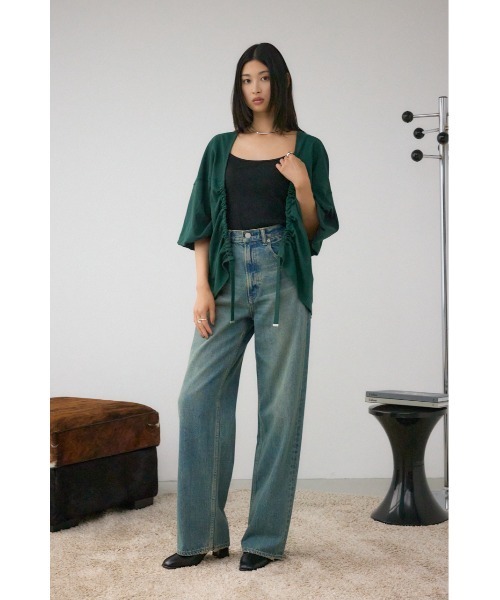 AZUL by moussy(アズールバイマウジー)の「ドロストトッパーカーディガン(カーディガン/ボレロ・レディース・ブラック/ダークグリーン/チャコールグレー・FREE)」の9枚目の写真