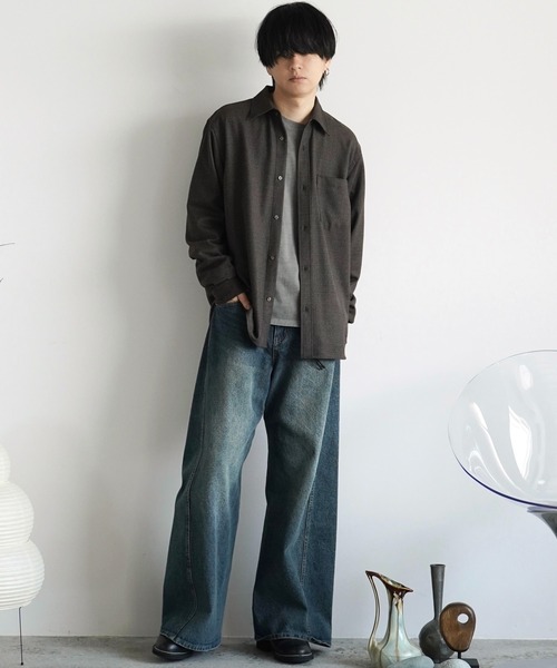 WYM LIDNM（ウィム バイ リドム）の「CLASSIC PLAID FLANNEL SHIRT（シャツ/ブラウス・メンズ・ネイビー系/アッシュブラウン/グレイッシュベージュ・S/M/L）」の15枚目の写真