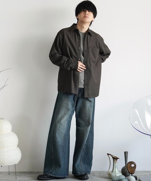 WYM LIDNM（ウィム バイ リドム）の「CLASSIC PLAID FLANNEL SHIRT（シャツ/ブラウス・メンズ・ネイビー系/アッシュブラウン/グレイッシュベージュ・S/M/L）」の16枚目の写真