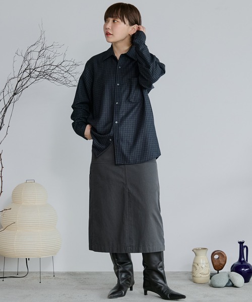 WYM LIDNM（ウィム バイ リドム）の「CLASSIC PLAID FLANNEL SHIRT（シャツ/ブラウス・メンズ・ネイビー系/アッシュブラウン/グレイッシュベージュ・S/M/L）」の13枚目の写真