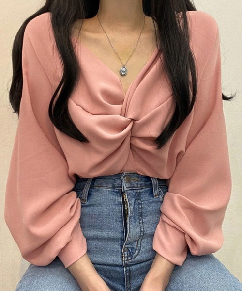 ReRe(リリ)の「ツイストデザインブラウス(シャツ/ブラウス・レディース・ブラック/ホワイト/ピンク・FREE)」の18枚目の写真
