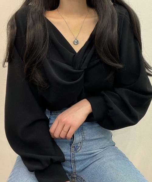 ReRe(リリ)の「ツイストデザインブラウス(シャツ/ブラウス・レディース・ブラック/ホワイト/ピンク・FREE)」の13枚目の写真