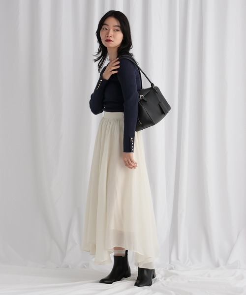 mysty woman（ミスティウーマン）の「【WEB限定】袖ボタンクルーネックニット　602805（ニット/セーター・レディース・ブラック/ネイビー/グレー/オフホワイト/レッド/ホワイト系その他/ブラック系その他/グレイッシュブルー・FREE）」の9枚目の写真