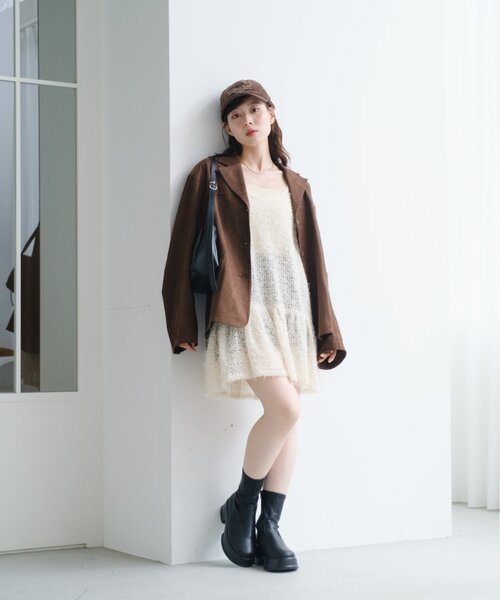 Kastane（カスタネ）の「【WEB・一部店舗限定/前後2WAY】格子フェザーチュニック（チュニック・レディース・ブラック/アイボリー・FREE）」の21枚目の写真