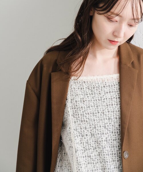 Kastane（カスタネ）の「【WEB・一部店舗限定/前後2WAY】格子フェザーチュニック（チュニック・レディース・ブラック/アイボリー・FREE）」の4枚目の写真