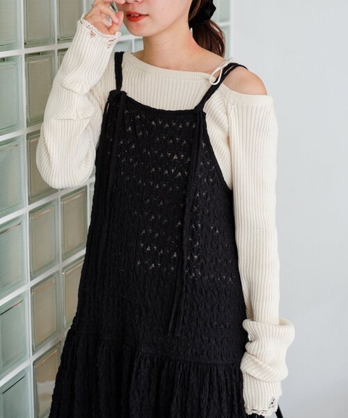 Kastane（カスタネ）の「【WEB・一部店舗限定/前後2WAY】格子フェザーチュニック（チュニック・レディース・ブラック/アイボリー・FREE）」の13枚目の写真