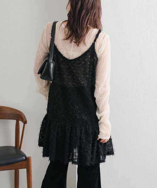 Kastane（カスタネ）の「【WEB・一部店舗限定/前後2WAY】格子フェザーチュニック（チュニック・レディース・ブラック/アイボリー・FREE）」の11枚目の写真