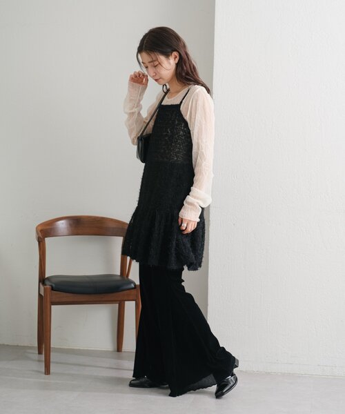 Kastane（カスタネ）の「【WEB・一部店舗限定/前後2WAY】格子フェザーチュニック（チュニック・レディース・ブラック/アイボリー・FREE）」の19枚目の写真