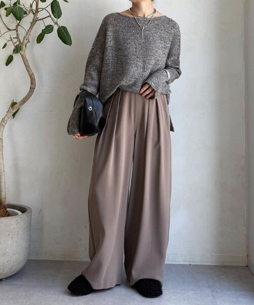 DouDou（ドゥドゥ）の「ウールメランジ鹿の子プルオーバー（ニット/セーター・レディース・ブラウン/チャコールグレー/ベージュ・FREE）」の5枚目の写真