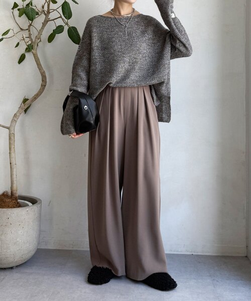 DouDou（ドゥドゥ）の「ウールメランジ鹿の子プルオーバー（ニット/セーター・レディース・ブラウン/チャコールグレー/ベージュ・FREE）」の6枚目の写真