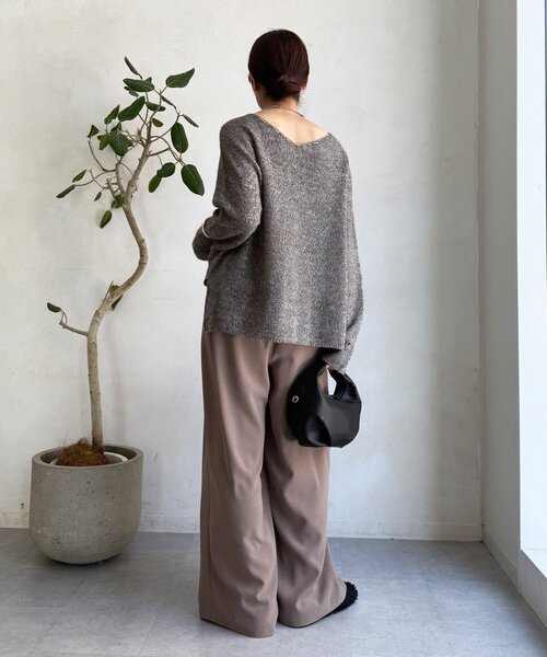 DouDou（ドゥドゥ）の「ウールメランジ鹿の子プルオーバー（ニット/セーター・レディース・ブラウン/チャコールグレー/ベージュ・FREE）」の8枚目の写真