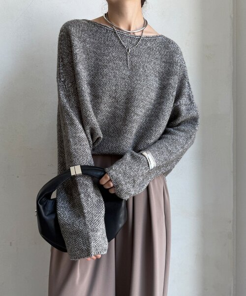 DouDou（ドゥドゥ）の「ウールメランジ鹿の子プルオーバー（ニット/セーター・レディース・ブラウン/チャコールグレー/ベージュ・FREE）」の9枚目の写真