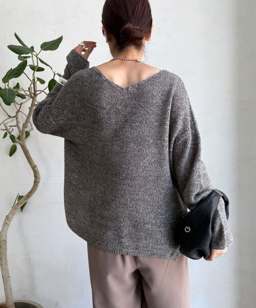 DouDou（ドゥドゥ）の「ウールメランジ鹿の子プルオーバー（ニット/セーター・レディース・ブラウン/チャコールグレー/ベージュ・FREE）」の10枚目の写真