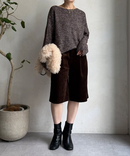 DouDou（ドゥドゥ）の「ウールメランジ鹿の子プルオーバー（ニット/セーター・レディース・ブラウン/チャコールグレー/ベージュ・FREE）」の13枚目の写真
