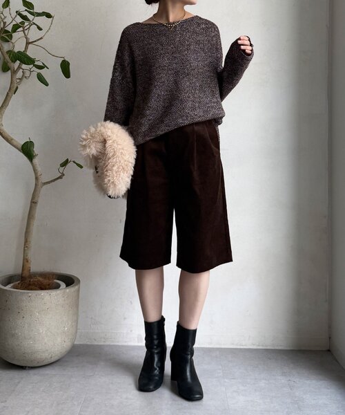 DouDou（ドゥドゥ）の「ウールメランジ鹿の子プルオーバー（ニット/セーター・レディース・ブラウン/チャコールグレー/ベージュ・FREE）」の14枚目の写真