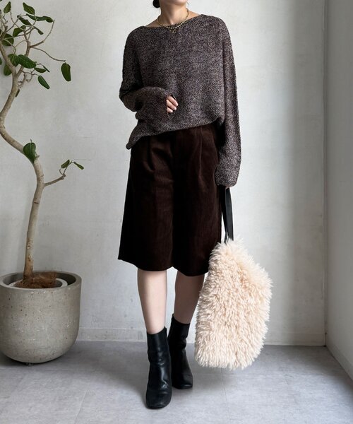 DouDou（ドゥドゥ）の「ウールメランジ鹿の子プルオーバー（ニット/セーター・レディース・ブラウン/チャコールグレー/ベージュ・FREE）」の16枚目の写真
