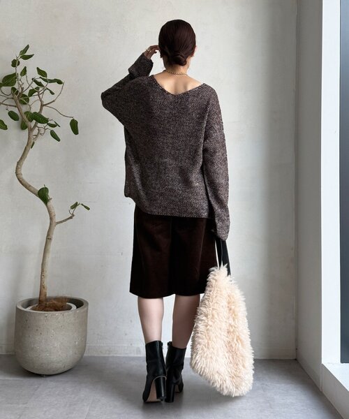 DouDou（ドゥドゥ）の「ウールメランジ鹿の子プルオーバー（ニット/セーター・レディース・ブラウン/チャコールグレー/ベージュ・FREE）」の17枚目の写真