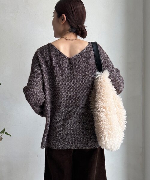 DouDou（ドゥドゥ）の「ウールメランジ鹿の子プルオーバー（ニット/セーター・レディース・ブラウン/チャコールグレー/ベージュ・FREE）」の19枚目の写真