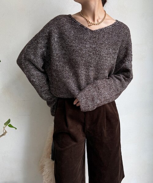 DouDou（ドゥドゥ）の「ウールメランジ鹿の子プルオーバー（ニット/セーター・レディース・ブラウン/チャコールグレー/ベージュ・FREE）」の20枚目の写真