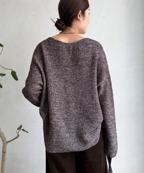 DouDou（ドゥドゥ）の「ウールメランジ鹿の子プルオーバー（ニット/セーター・レディース・ブラウン/チャコールグレー/ベージュ・FREE）」の21枚目の写真