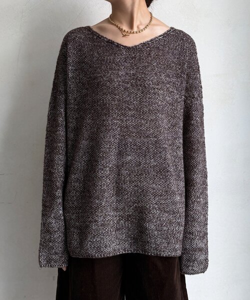 DouDou（ドゥドゥ）の「ウールメランジ鹿の子プルオーバー（ニット/セーター・レディース・ブラウン/チャコールグレー/ベージュ・FREE）」の22枚目の写真