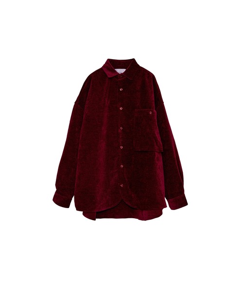 【INTERPLAY】Regular Collar OverSize Shirt【Plush Cordy】