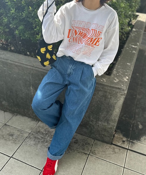 mi via loca（ミヴィアロカ）の「【GILDAN】UNWIND TIME ロゴロンT（Tシャツ/カットソー・レディース・ブラック/ホワイト/ダークブラウン/ベージュ・MEDIUM/X-LARGE）」の5枚目の写真