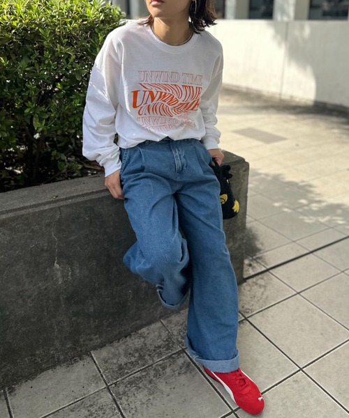 mi via loca（ミヴィアロカ）の「【GILDAN】UNWIND TIME ロゴロンT（Tシャツ/カットソー・レディース・ブラック/ホワイト/ダークブラウン/ベージュ・MEDIUM/X-LARGE）」の7枚目の写真