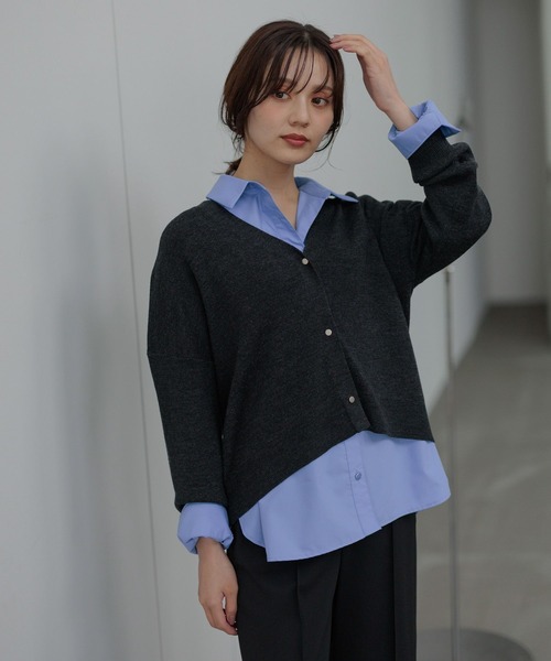 Andemiu(アンデミュウ)の「デザインボタンシャツ長袖603838(シャツ/ブラウス・レディース・ピンク/オフホワイト/ブルー/ホワイト・FREE)」の14枚目の写真