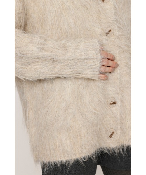 SLY（スライ）の「SHAGGY LOOSE C/D シャギー ルーズ カーディガン 秋服 冬服（カーディガン/ボレロ・レディース・アイボリー/ライトピンク/グレー・FREE）」の9枚目の写真