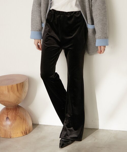 nane】【-3kg見え！】裾スリットフレアベロアパンツ（その他パンツ