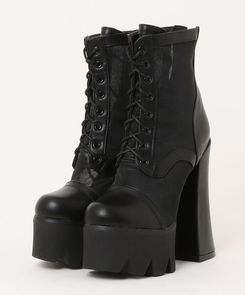 DURAS（デュラス）の「シアー切替ショートブーツ/レースアップブーツ（ブーツ・レディース・ブラック・LARGE/MEDIUM）」の3枚目の写真