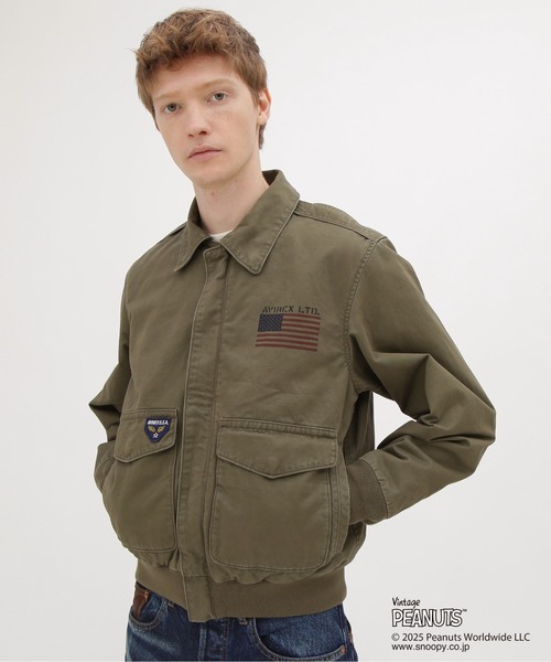AVIREX(アヴィレックス)の「《AVIREX × PEANUTS》COTTON A-2 "FLYING ACE" / A-2 "フライングエース" / ピーナッツ / アヴィレックス(ブルゾン・メンズ・カーキ/オリーブ・MEDIUM/LARGE/X-LARGE/XX-LARGE)」の3枚目の写真