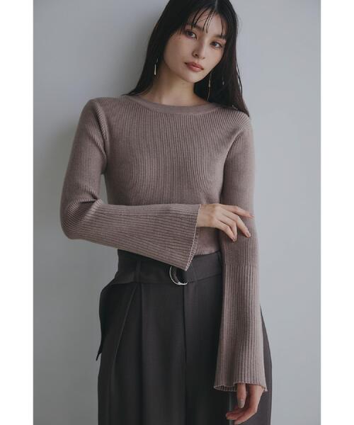 THE SHOP TK （ザ ショップ ティーケー ）の「【品よく魅せる】フレアスリーブ リブニット/毛玉になりにくい/静電気防止/洗濯機OK（ニット/セーター・レディース・ワインレッド/ベージュ/ブラック/アイボリー・13/12）」の5枚目の写真