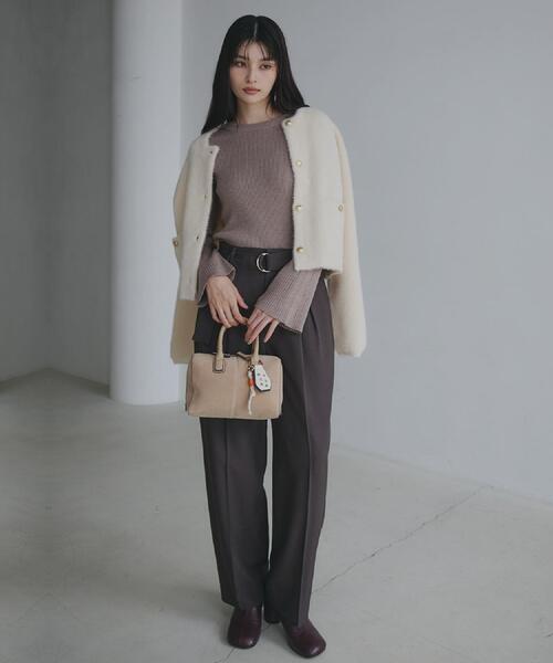 THE SHOP TK （ザ ショップ ティーケー ）の「【品よく魅せる】フレアスリーブ リブニット/毛玉になりにくい/静電気防止/洗濯機OK（ニット/セーター・レディース・ワインレッド/ベージュ/ブラック/アイボリー・13/12）」の6枚目の写真