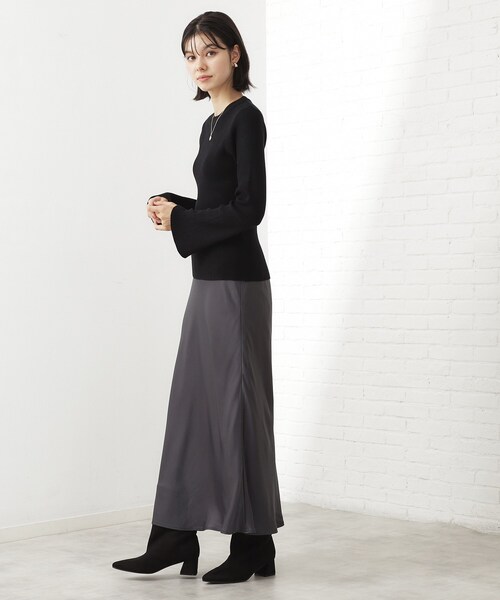 THE SHOP TK （ザ ショップ ティーケー ）の「【品よく魅せる】フレアスリーブ リブニット/毛玉になりにくい/静電気防止/洗濯機OK（ニット/セーター・レディース・ワインレッド/ベージュ/ブラック/アイボリー・13/12）」の13枚目の写真