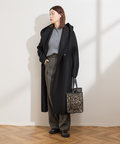 HARRIS WHARF LONDON(ハリスワーフロンドン)の「別注【HARRIS WHARF LONDON】Women hooded coat pressed woo:コート(その他アウター・レディース・ブラウン/ブラック・42)」の20枚目の写真
