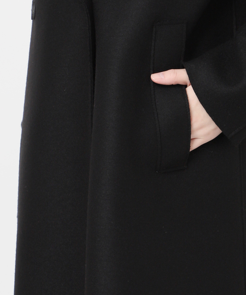 別注【HARRIS WHARF LONDON】Women hooded coat pressed woo：コート