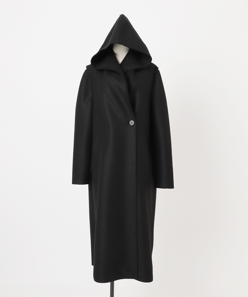 別注【HARRIS WHARF LONDON】Women hooded coat pressed woo