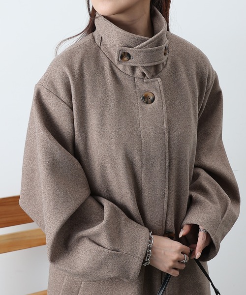 COLONY 2139(コロニートゥーワンスリーナイン)の「ベルト付ボリューム袖ステンカラーコート(ステンカラーコート・レディース・ブラウン/ベージュ/ブラック/チャコールグレー・FREE)」の3枚目の写真