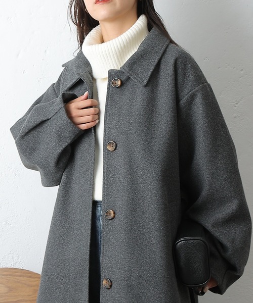 COLONY 2139(コロニートゥーワンスリーナイン)の「ベルト付ボリューム袖ステンカラーコート(ステンカラーコート・レディース・ブラウン/ベージュ/ブラック/チャコールグレー・FREE)」の1枚目の写真